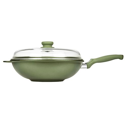 Risoli Dr.Green Stone Extra Induction Wok con coperchio cm 32 In Alluminio Antiaderente