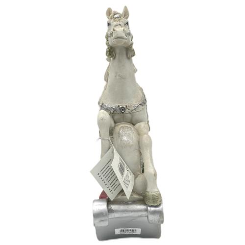 Cavallo Bianco Natalizio a Dondolo, con Led